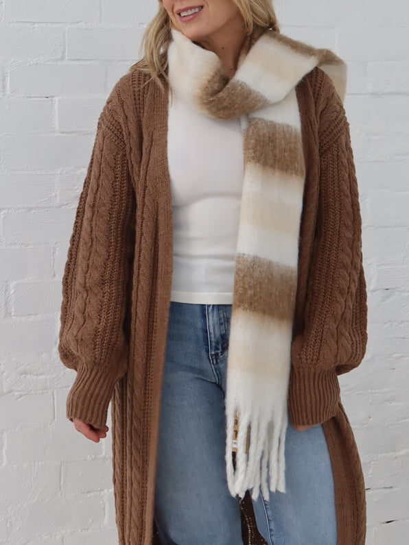 Neve Scarf - Beige Stripe