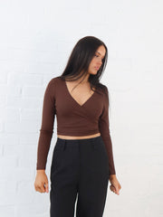 Aisha Wrap Top- Chocolate