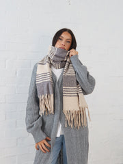 Olivia Scarf- Grey Stripe