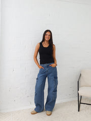 Paxton Cargo Jeans- Dark Blue