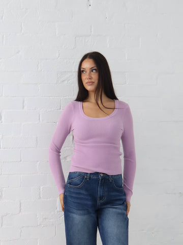 Selma Knit Top - Lilac