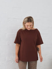 Myra Off Shoulder Tee- Chocolate