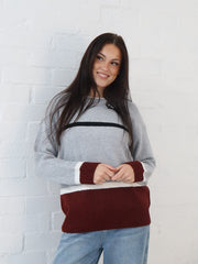 Sally Knit- Grey/Burgundy