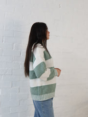 Jenna Knit - Sage/White
