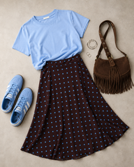 Polka Dot Skirt- Plum