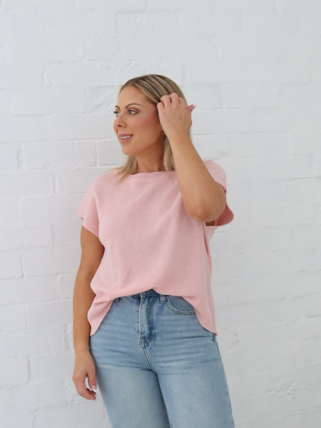 Ella Knit Top- Pink