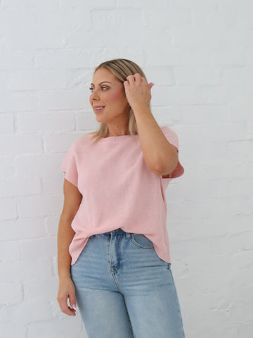 Ella Knit Top- Pink
