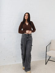 Dixie Wrap Top- Chocolate