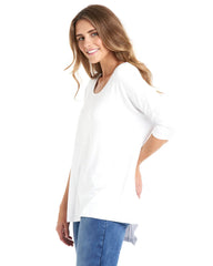 Milan 3/4 Sleeve Top - White