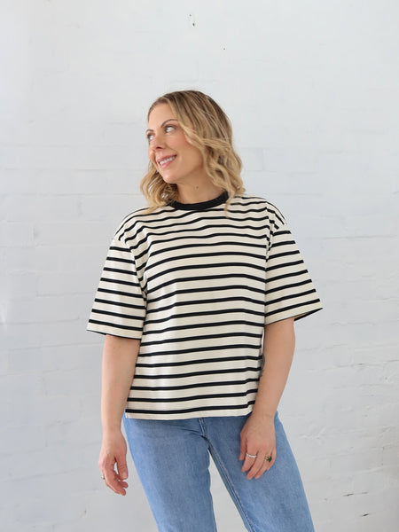 Sally Top- Black Stripe