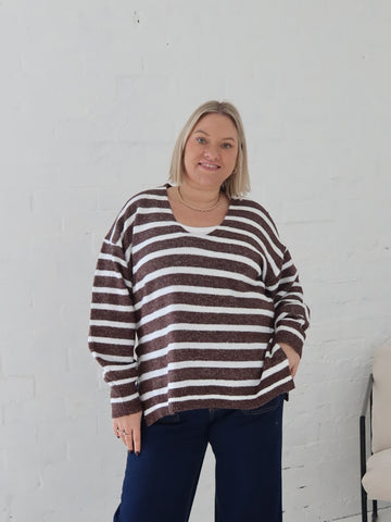 Taryn Knit - Chocolate/White