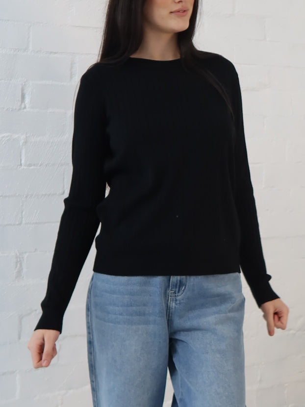Adison Knit Top- Black