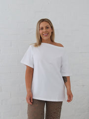 Myra Off Shoulder Tee- White