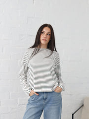Taylah Long Sleeve Tee- Black and White