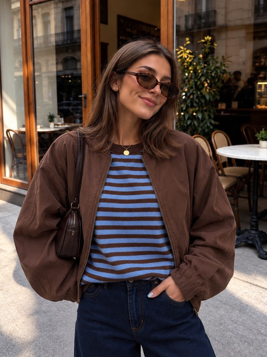 Abby Knit- Chocolate/Blue