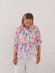 Mimi Blouse - Blue/Pink