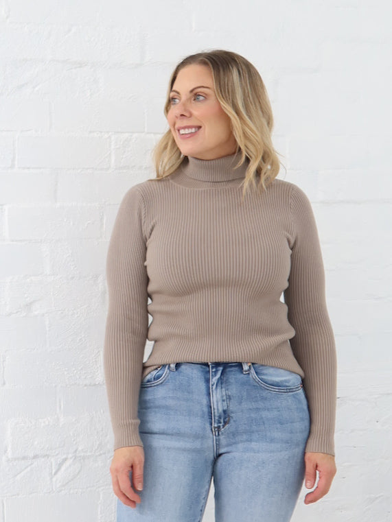 Angelique Turtleneck Knit- Mushroom