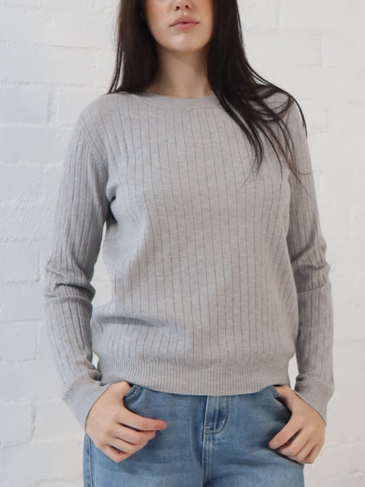 Adison Knit Top- Grey