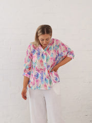 Mimi Blouse - Blue/Pink