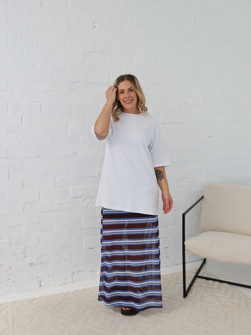 Stevie Skirt- Chocolate/Blue