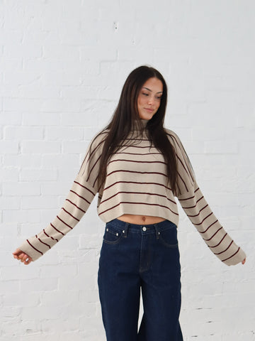 Fran Knit - Beige Stripe