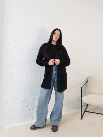 Flossy Cardigan- Black