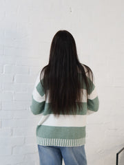 Jenna Knit - Sage/White