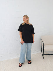 Myra Off Shoulder Tee- Black