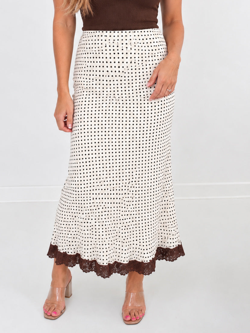 Dottie Skirt- Ivory/Chocolate
