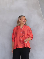 Mimi Blouse - Burnt Coral Swirl