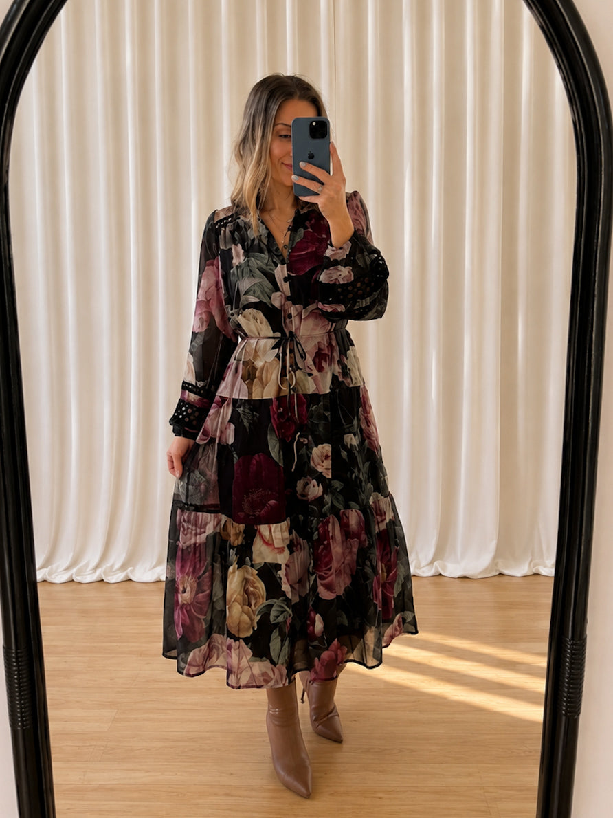 Bloom Dress- Black Floral