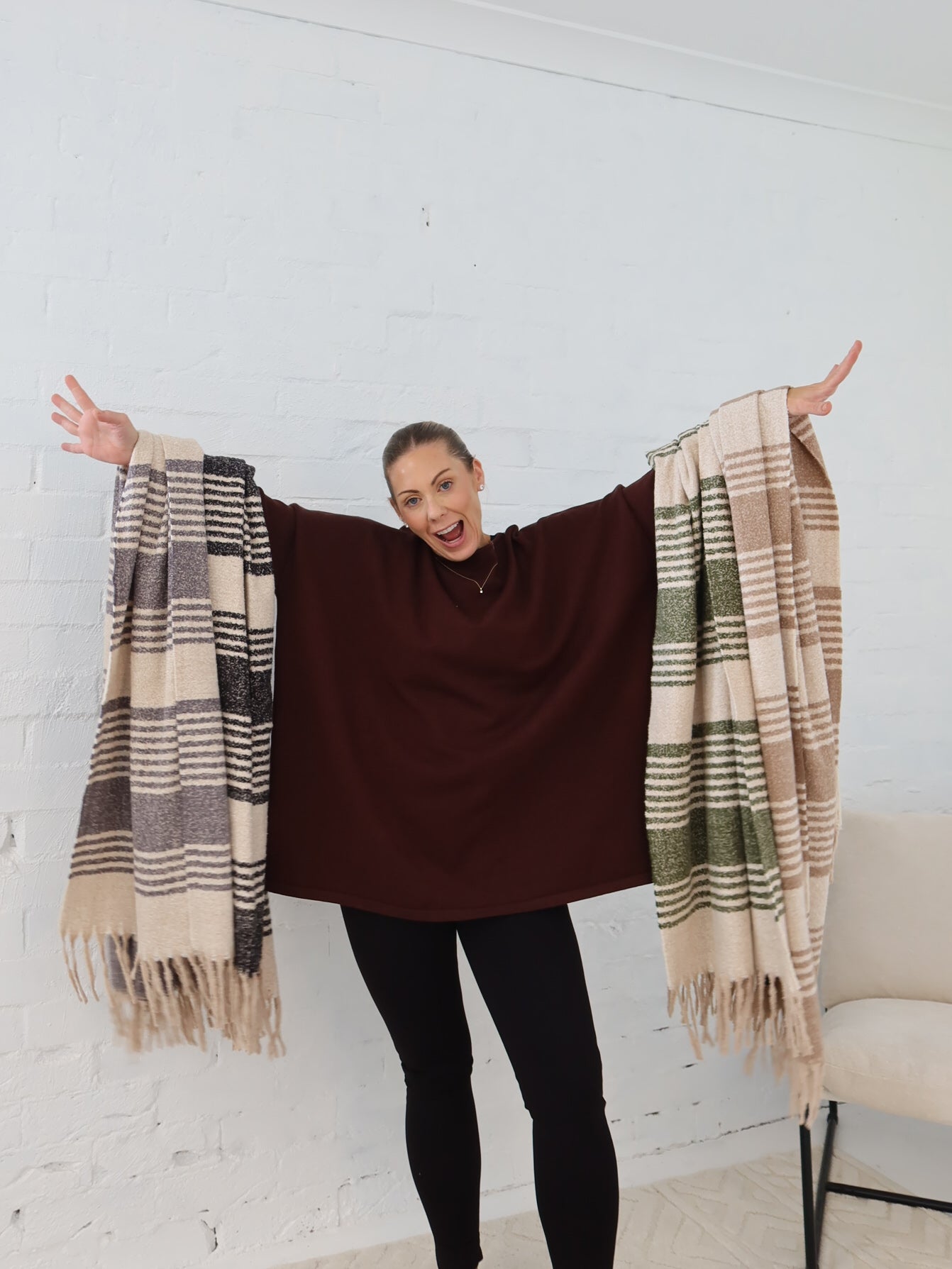 Olivia Scarf- Grey Stripe