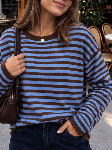 Abby Knit- Chocolate/Blue