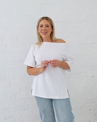 Myra Off Shoulder Tee- White