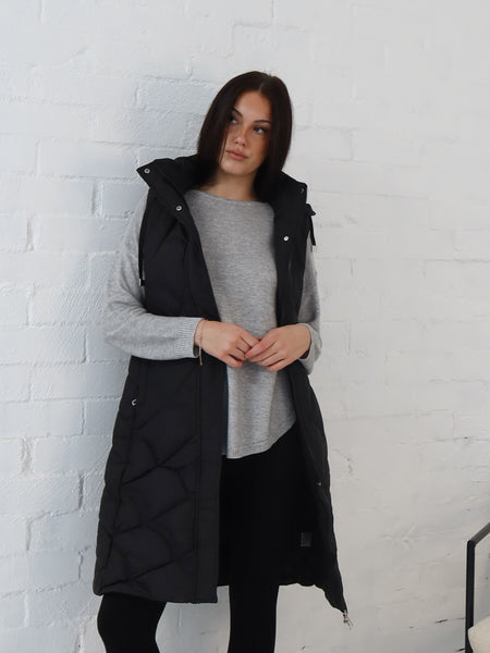 Miranda Longline Vest- Black
