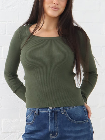 Selma Knit Top - Moss Green