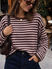 Abby Knit- Chocolate/Pink