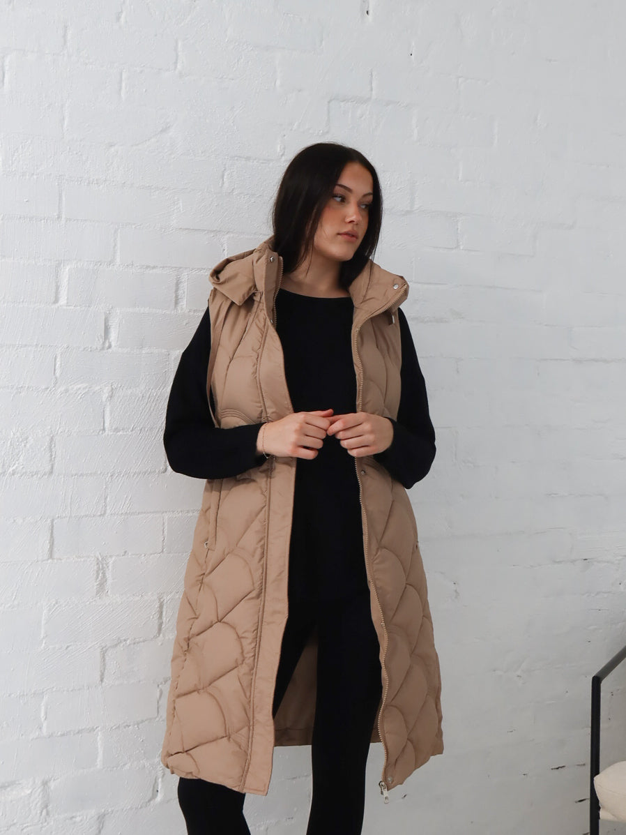 Miranda Longline Vest- Beige
