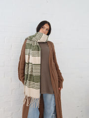 Olivia Scarf- Sage Stripe