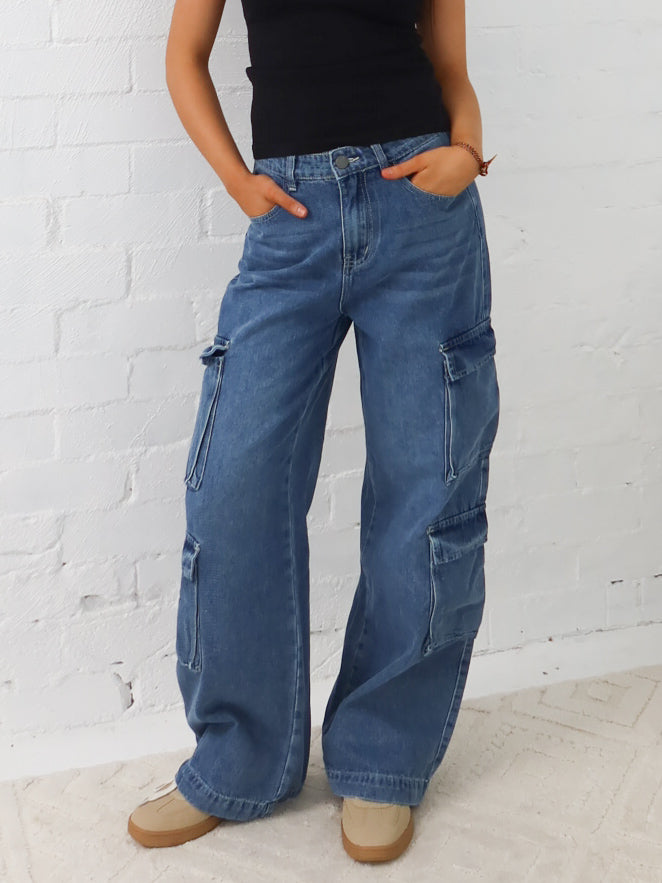 Paxton Cargo Jeans- Dark Blue