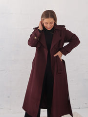 Farrah Trench Coat- Burgundy