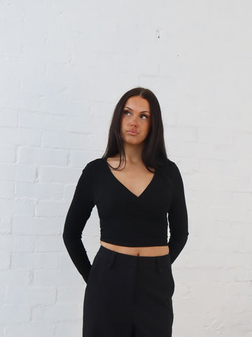 Aisha Wrap Top- Black