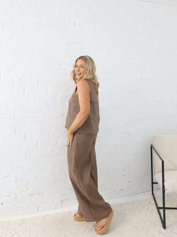 Andie Linen Pants - Mocha