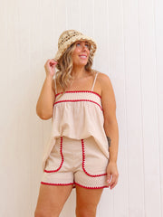 Lily Shorts - Natural/Red