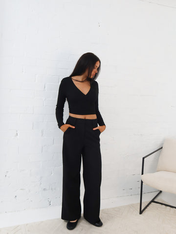 Aisha Wrap Top- Black