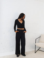 Aisha Wrap Top- Black