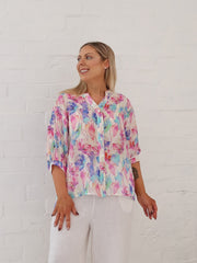Mimi Blouse - Blue/Pink