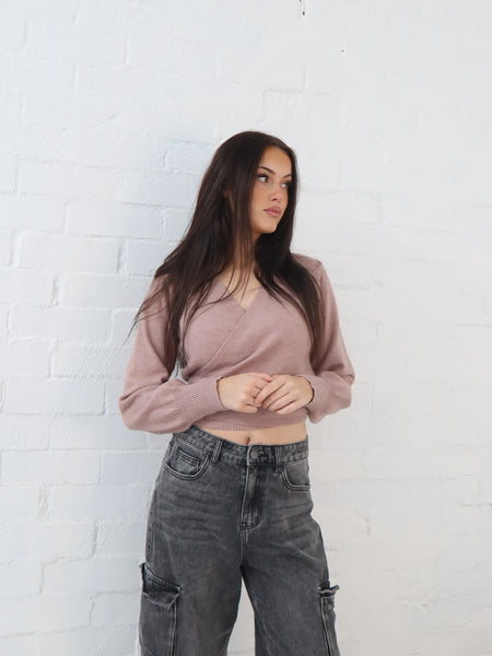 Dixie Wrap Top- Dusty Pink