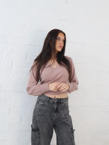 Dixie Wrap Top- Dusty Pink