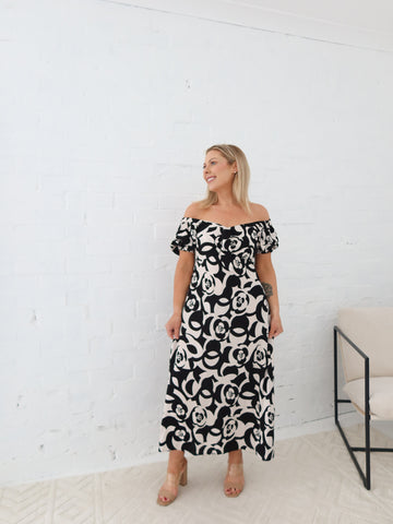 Estella Dress - Black/Beige